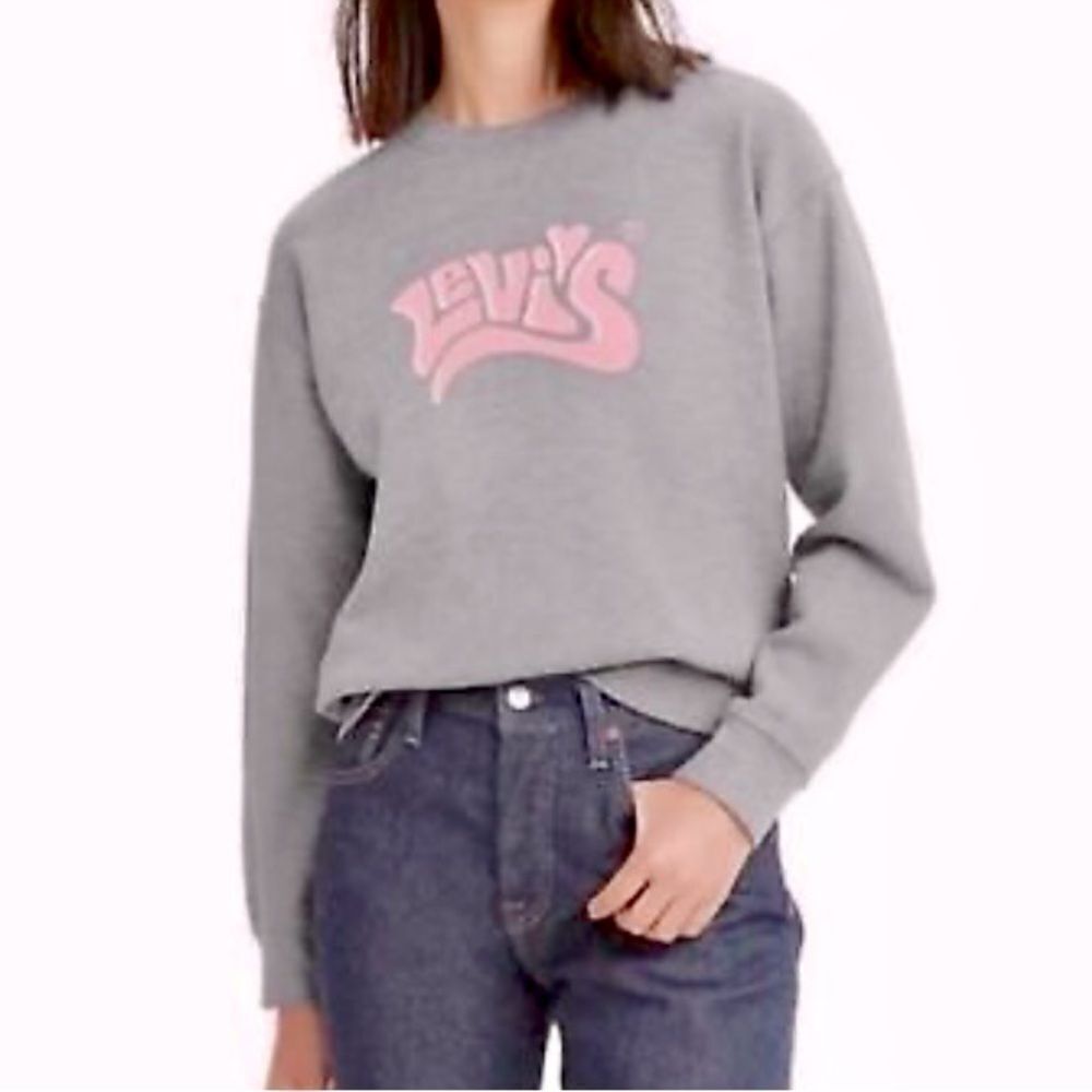 Levi’s Sweatshirt in Grey Heather/Pink Women’s S